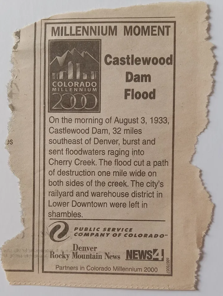 Author’s image of clipped Rocky Mountain News ‘Newspaper Millennium Moment’ summary