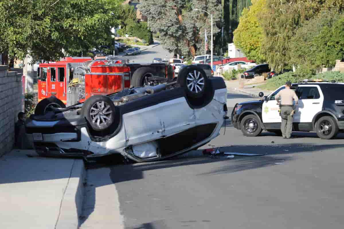 SUV rollover in a residential neighborhood.