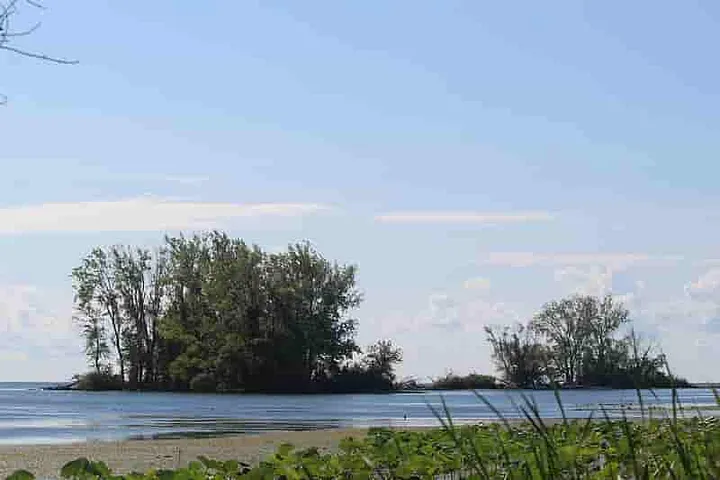 Author’s image of two uninhabited islands from the lagoon