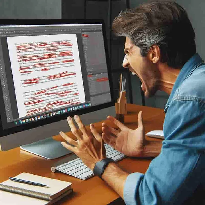 Author’s AI image depicting a man screaming in rage at his computer monitor