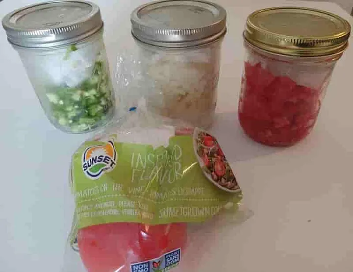 Vegetables stored in mason jars