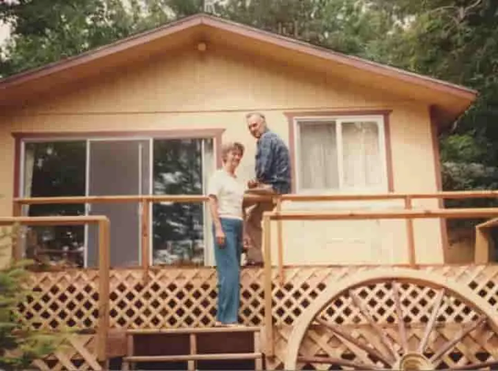 Author’s image of my mother and stepfather at our cottage in Michigan