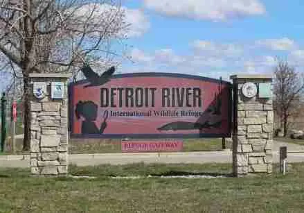 Detroit River International Wildlife Refuge entrance sign